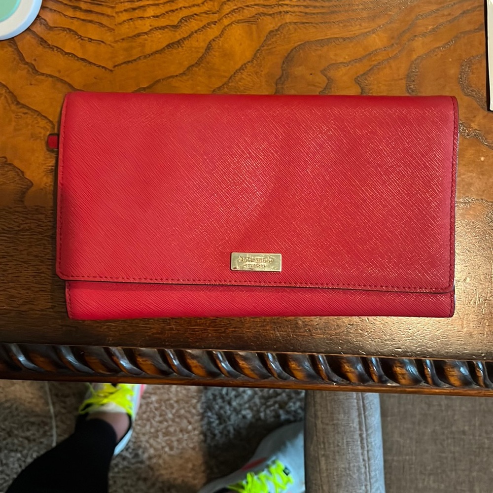 Kate spade red like new clutch wallet